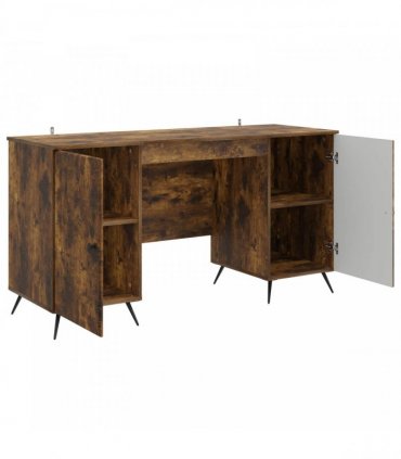 vidaXL Desk Smoked Oak 142.5 x 50 x 75 cm Engineered Wood