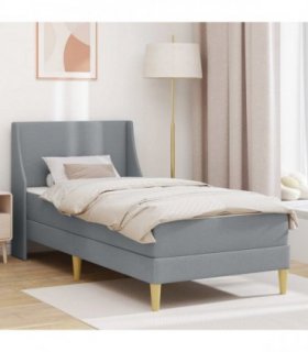 vidaXL Bed Frame with Mattress Light Grey 90 x 190 cm Fabric