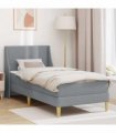 vidaXL Bed Frame with Mattress Light Grey 90 x 190 cm Fabric
