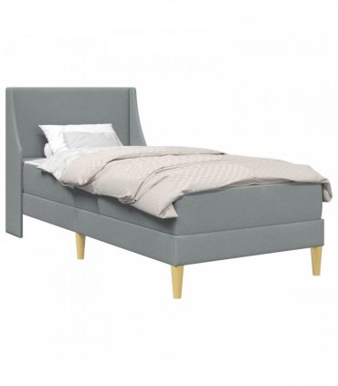 vidaXL Bed Frame with Mattress Light Grey 90 x 190 cm Fabric