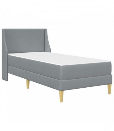 vidaXL Bed Frame with Mattress Light Grey 90 x 190 cm Fabric
