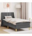 vidaXL Bed Frame with Mattress Dark Grey 90 x 190 cm Fabric