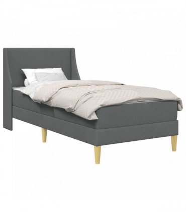 vidaXL Bed Frame with Mattress Dark Grey 90 x 190 cm Fabric