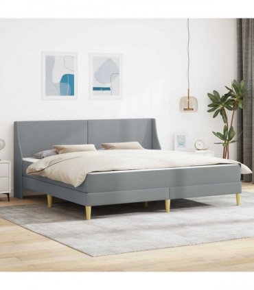 vidaXL Bed Frame with Mattress Light Grey 180 x 200 cm Fabric