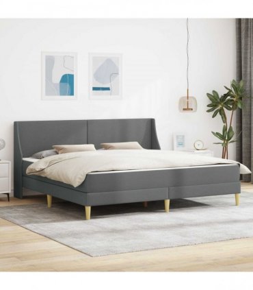 vidaXL Bed Frame with Mattress Dark Grey 180 x 200 cm Fabric