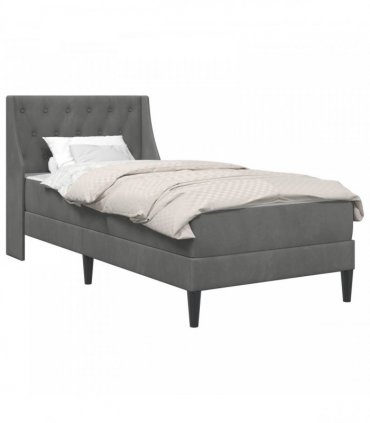 vidaXL Bed Frame with Mattress Dark Grey 90 x 190 cm Velvet