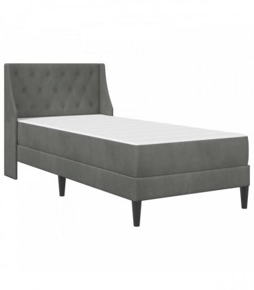 vidaXL Bed Frame with Mattress Dark Grey 90 x 190 cm Velvet