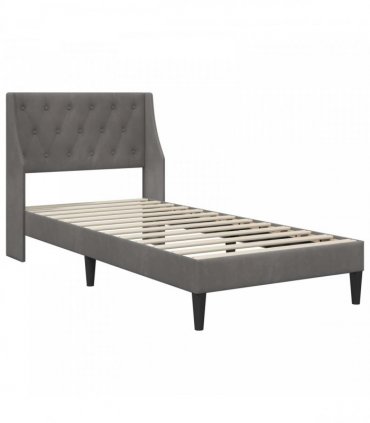 vidaXL Bed Frame with Mattress Dark Grey 90 x 190 cm Velvet