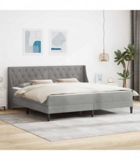 vidaXL Bed Frame with Mattress Light Grey 180 x 200 cm Velvet