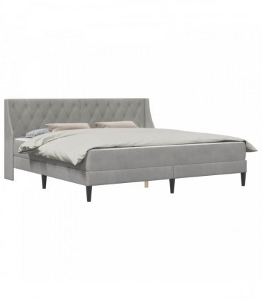 vidaXL Bed Frame with Mattress Light Grey 180 x 200 cm Velvet