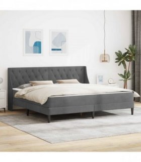 vidaXL Bed Frame with Mattress Dark Grey 180 x 200 cm Velvet