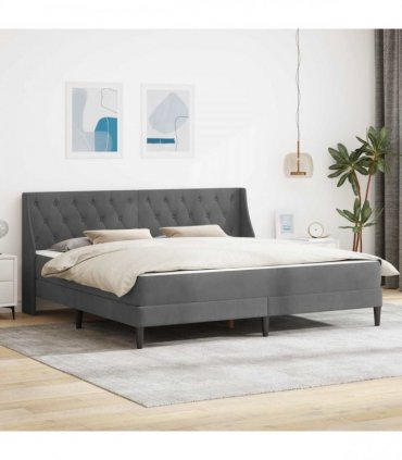 vidaXL Bed Frame with Mattress Dark Grey 180 x 200 cm Velvet