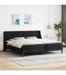 vidaXL Bed Frame with Mattress Black 180 x 200 cm Velvet