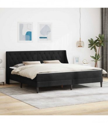 vidaXL Bed Frame with Mattress Black 180 x 200 cm Velvet