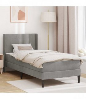 vidaXL Bed Frame with Mattress Light Grey 90 x 190 cm Velvet