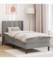 vidaXL Bed Frame with Mattress Light Grey 90 x 190 cm Velvet