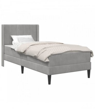 vidaXL Bed Frame with Mattress Light Grey 90 x 190 cm Velvet