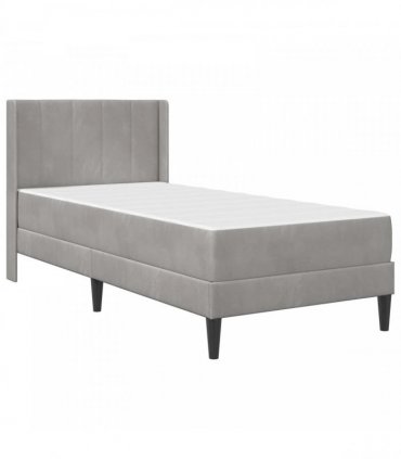 vidaXL Bed Frame with Mattress Light Grey 90 x 190 cm Velvet