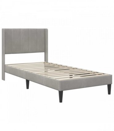 vidaXL Bed Frame with Mattress Light Grey 90 x 190 cm Velvet