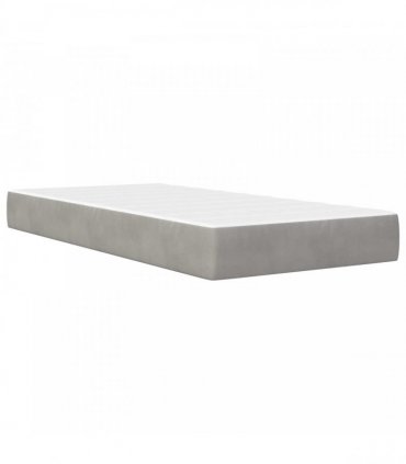 vidaXL Bed Frame with Mattress Light Grey 90 x 190 cm Velvet