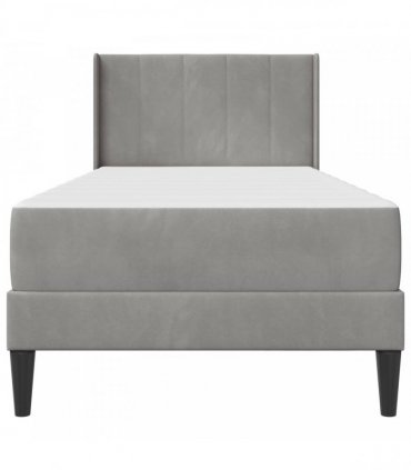 vidaXL Bed Frame with Mattress Light Grey 90 x 190 cm Velvet