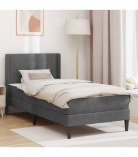 vidaXL Bed Frame with Mattress Dark Grey 90 x 190 cm Velvet