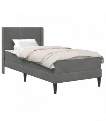 vidaXL Bed Frame with Mattress Dark Grey 90 x 190 cm Velvet