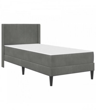 vidaXL Bed Frame with Mattress Dark Grey 90 x 190 cm Velvet