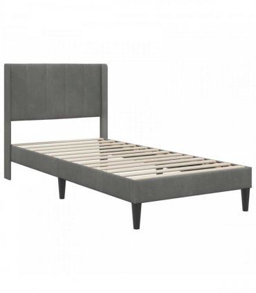 vidaXL Bed Frame with Mattress Dark Grey 90 x 190 cm Velvet