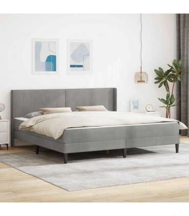 vidaXL Bed Frame with Mattress Light Grey 180 x 200 cm Velvet