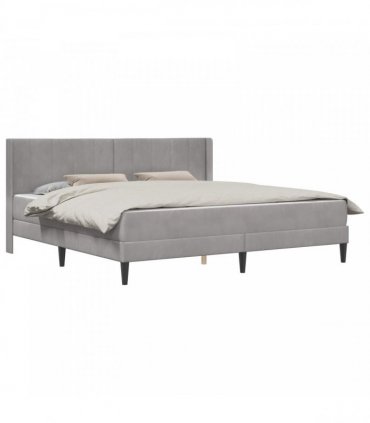 vidaXL Bed Frame with Mattress Light Grey 180 x 200 cm Velvet
