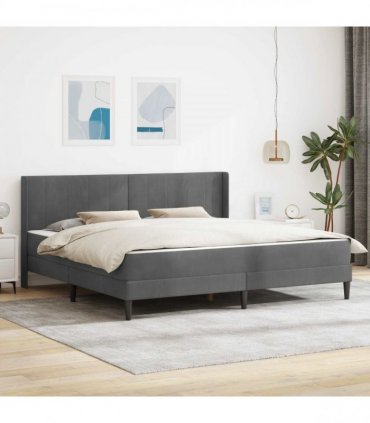 vidaXL Bed Frame with Mattress Dark Grey 180 x 200 cm Velvet