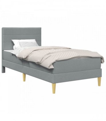 vidaXL Bed Frame with Mattress Light Grey 90 x 190 cm Fabric