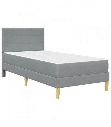 vidaXL Bed Frame with Mattress Light Grey 90 x 190 cm Fabric