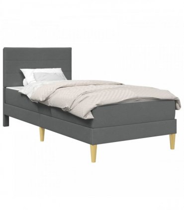 vidaXL Bed Frame with Mattress Dark Grey 90 x 190 cm Fabric