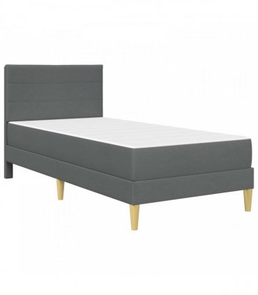 vidaXL Bed Frame with Mattress Dark Grey 90 x 190 cm Fabric