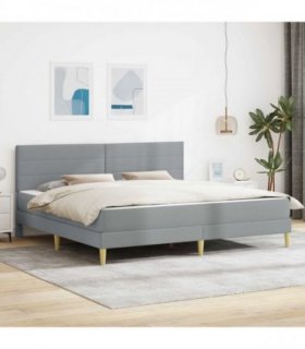 vidaXL Bed Frame with Mattress Light Grey 180 x 200 cm Fabric