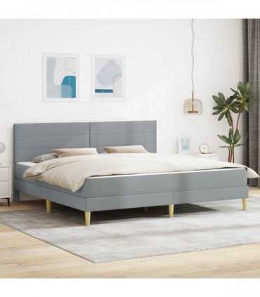 vidaXL Bed Frame with Mattress Light Grey 180 x 200 cm Fabric