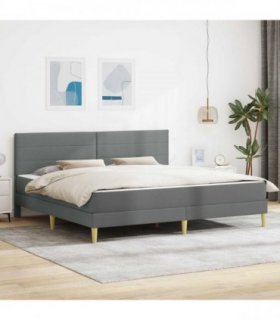 vidaXL Bed Frame with Mattress Dark Grey 180 x 200 cm Fabric