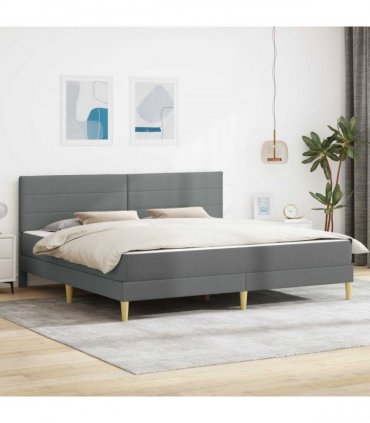 vidaXL Bed Frame with Mattress Dark Grey 180 x 200 cm Fabric