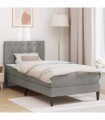 vidaXL Bed Frame with Mattress Light Grey 90 x 190 cm Velvet