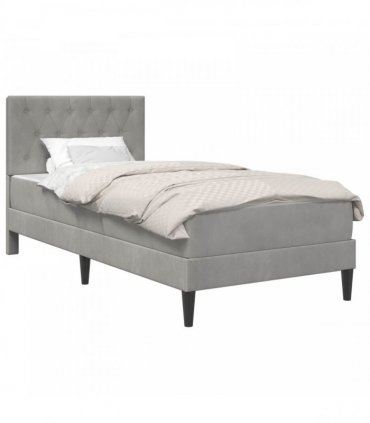 vidaXL Bed Frame with Mattress Light Grey 90 x 190 cm Velvet