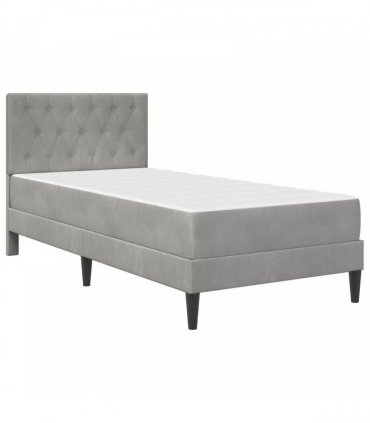 vidaXL Bed Frame with Mattress Light Grey 90 x 190 cm Velvet