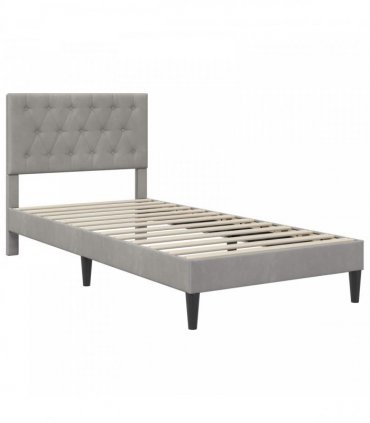 vidaXL Bed Frame with Mattress Light Grey 90 x 190 cm Velvet