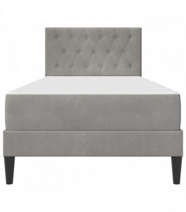 vidaXL Bed Frame with Mattress Light Grey 90 x 190 cm Velvet