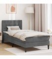 vidaXL Bed Frame with Mattress Dark Grey 90 x 190 cm Velvet