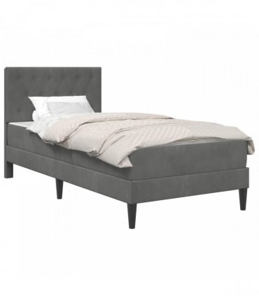vidaXL Bed Frame with Mattress Dark Grey 90 x 190 cm Velvet