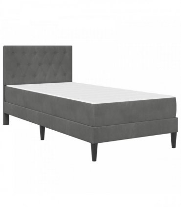 vidaXL Bed Frame with Mattress Dark Grey 90 x 190 cm Velvet