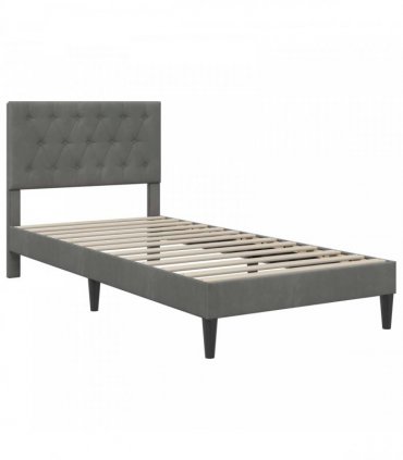 vidaXL Bed Frame with Mattress Dark Grey 90 x 190 cm Velvet