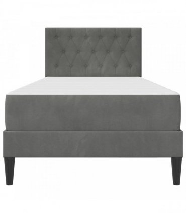 vidaXL Bed Frame with Mattress Dark Grey 90 x 190 cm Velvet
